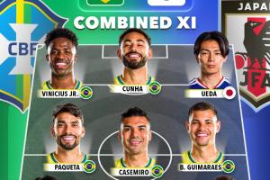 日本仅2人入选!巴西vs日本联合最佳阵:维尼修斯、卡塞米罗领衔